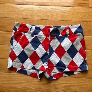 Loudmouth Woman’s Golf shorts in grey blue and red argyle print
